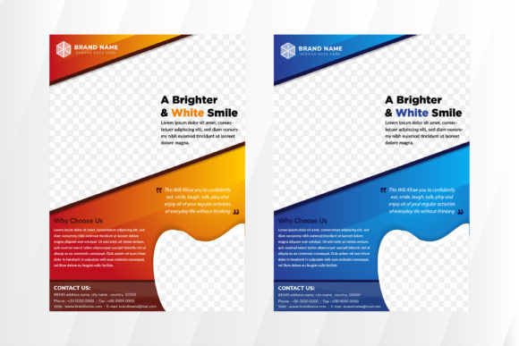 Dental Vertical Flyer Blue Orange: Graphics & Print Templates