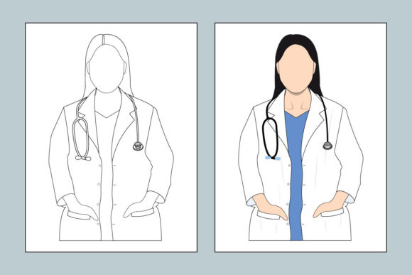 Woman Doctor Coloring Page Line Art: Graphics and Coloring Pages Amp